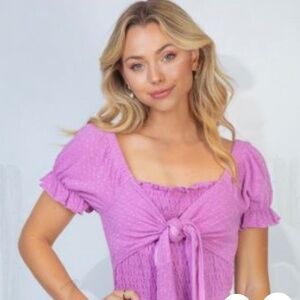 New White Birch Lavender Mini Dress Large